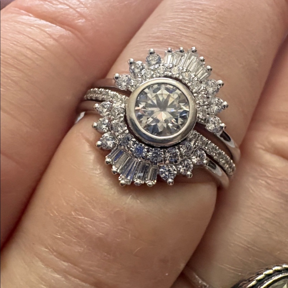 14 karat gold three piece ring CZ stones half price today